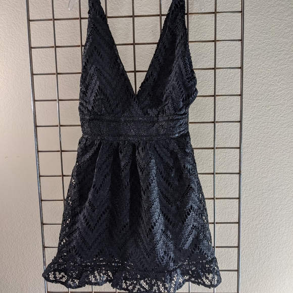 SUGAR+LIPS "ALL MY LOVE" PLUNGING LACE/CROCHET BLACK DRESS.  SZ:. XS - Picture 12 of 12